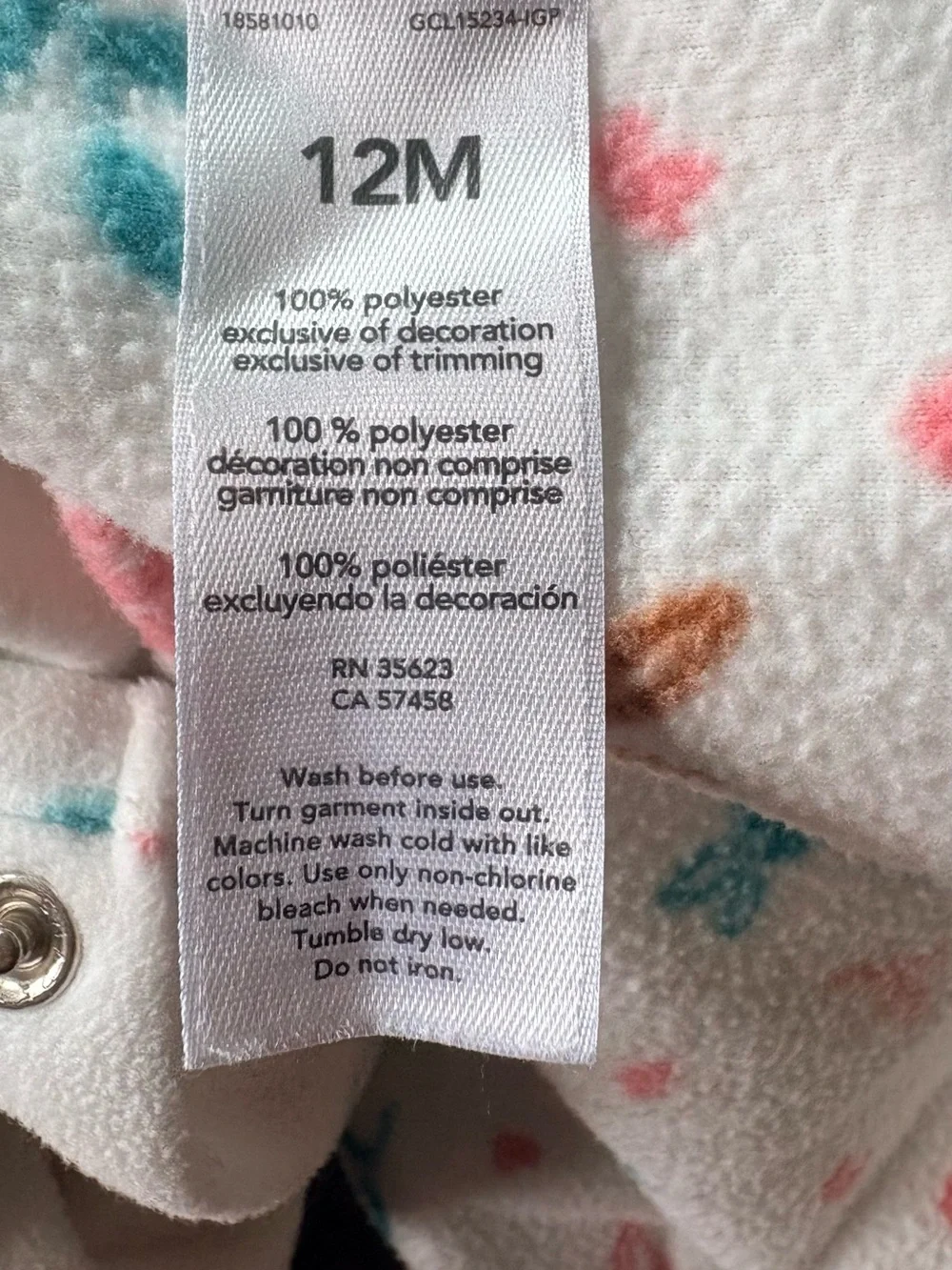 Carter's White Floral Long-SleeveSweater with Pink & Teal Flowers